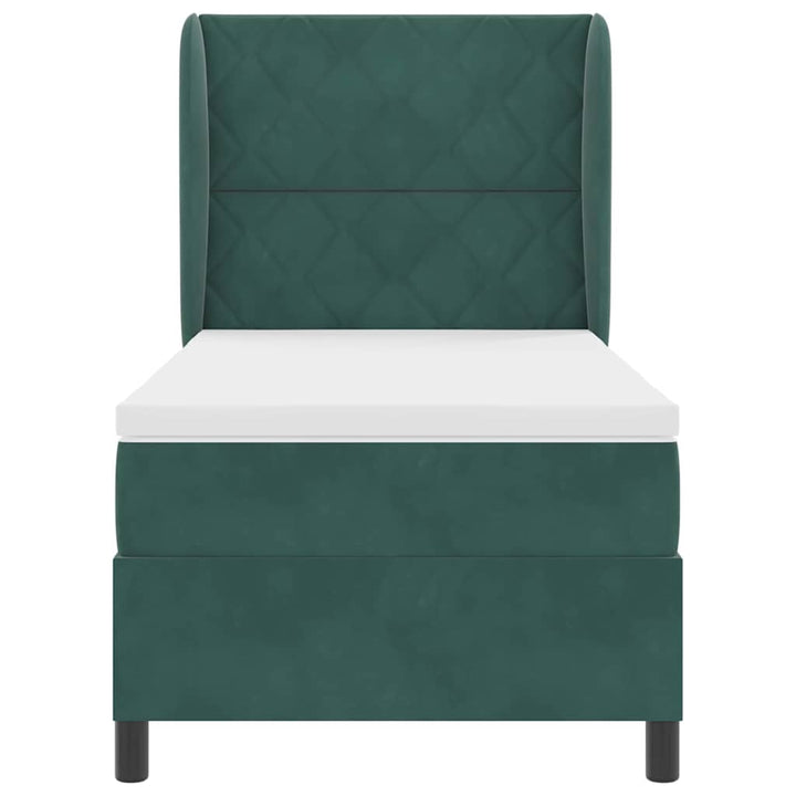 Box spring seng med hovedgærde Mørkegrøn 200 x 90 cm Fløjl