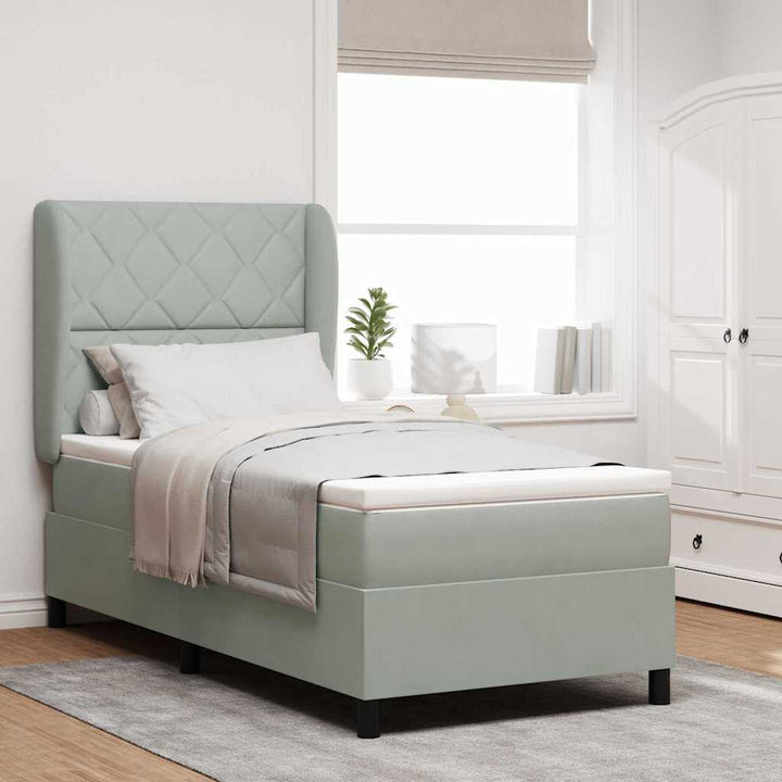 Box spring seng med hovedgærde Lysegrå 200 x 100 cm Fløjl