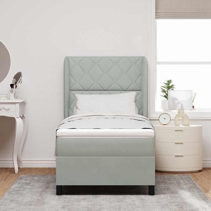 Box spring seng med hovedgærde Lysegrå 200 x 100 cm Fløjl