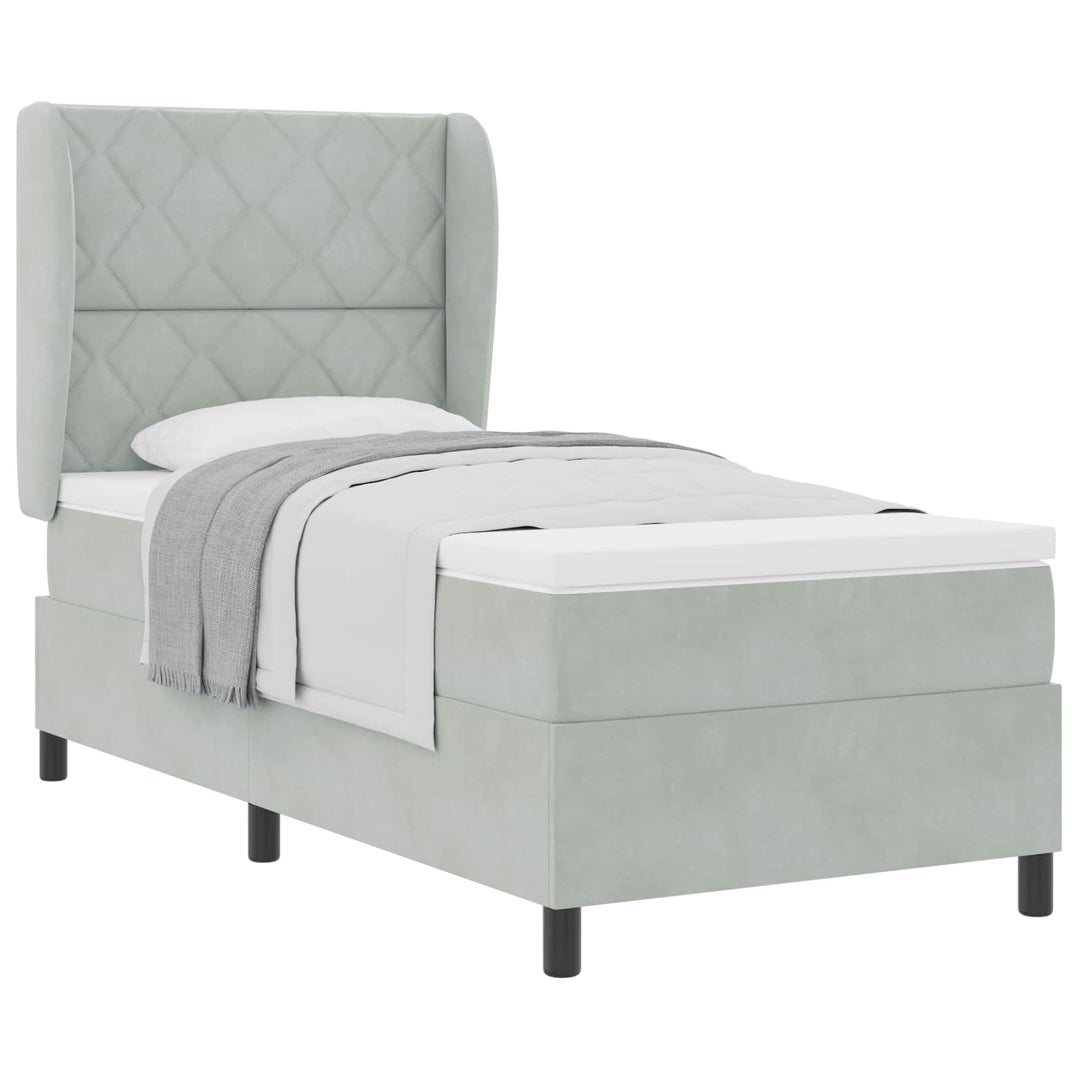 Box spring seng med hovedgærde Lysegrå 200 x 100 cm Fløjl