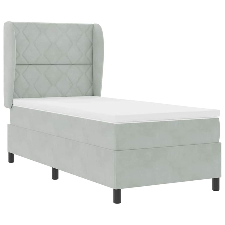 Box spring seng med hovedgærde Lysegrå 200 x 100 cm Fløjl