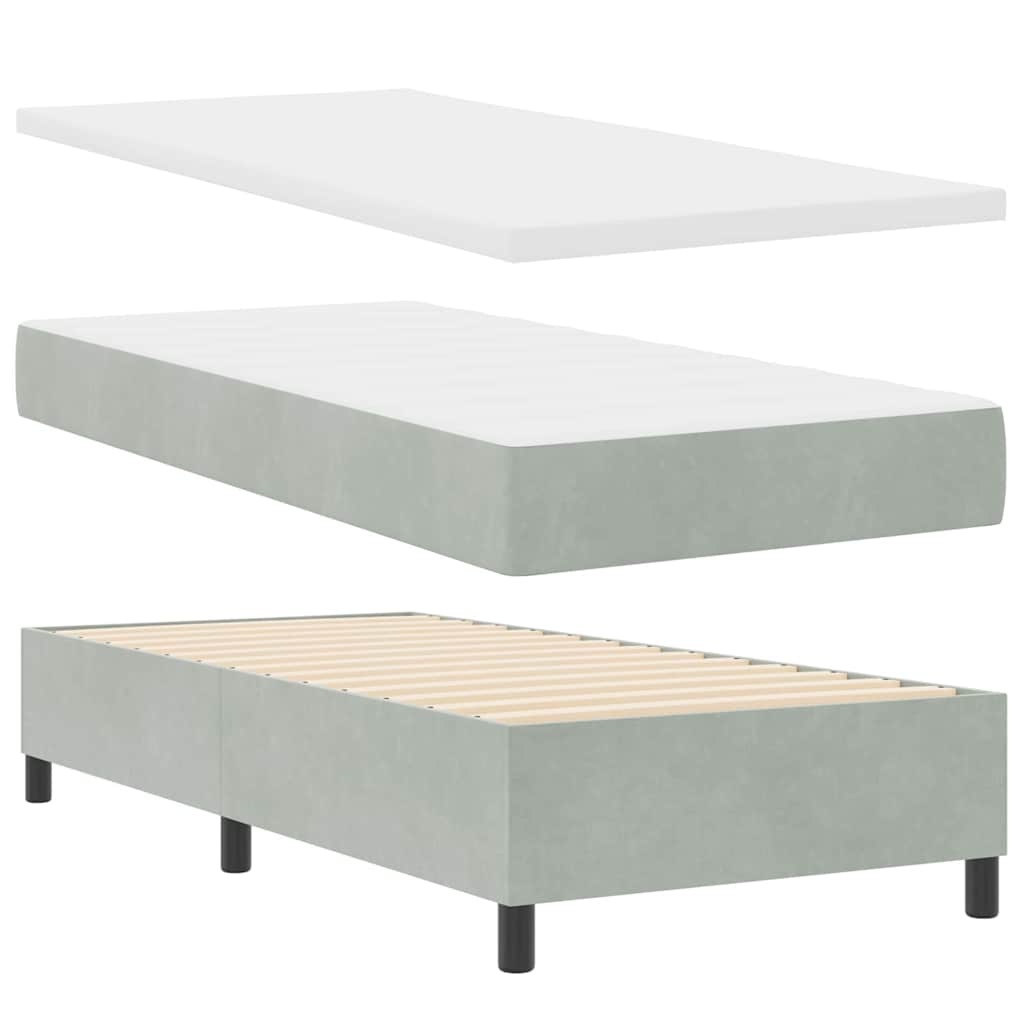 Box spring seng med hovedgærde Lysegrå 200 x 100 cm Fløjl