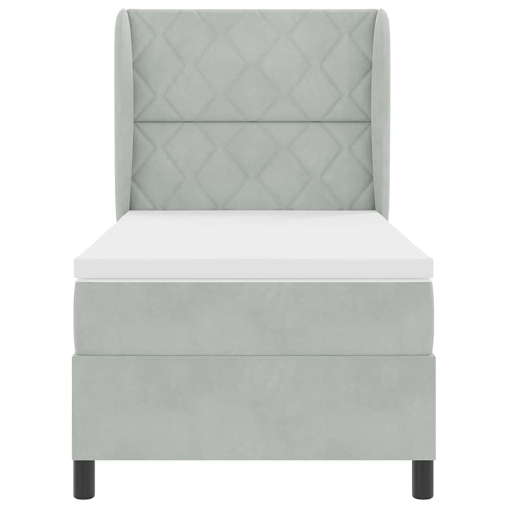 Box spring seng med hovedgærde Lysegrå 200 x 100 cm Fløjl