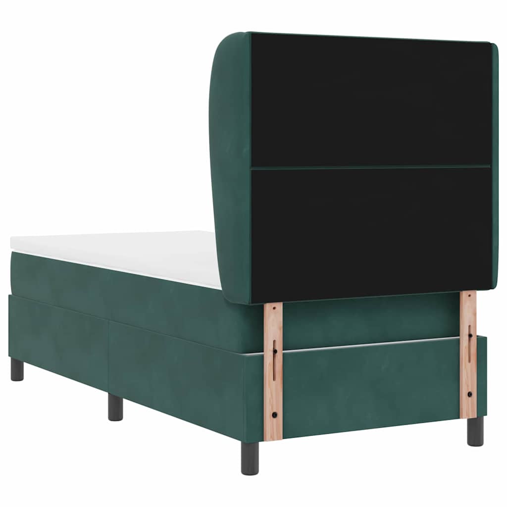 Box spring seng med hovedgærde Mørkegrøn 200 x 100 cm Fløjl