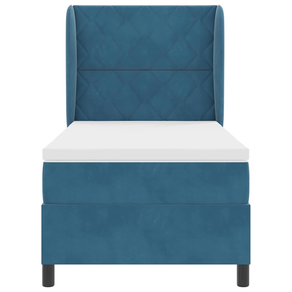 Box spring seng med madras Mørk blå 200 x 100 cm Fløjl