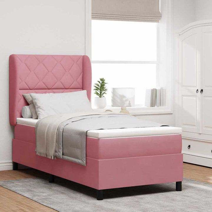 Box spring seng med hovedgærde Lyserød 200 x 100 cm Fløjl