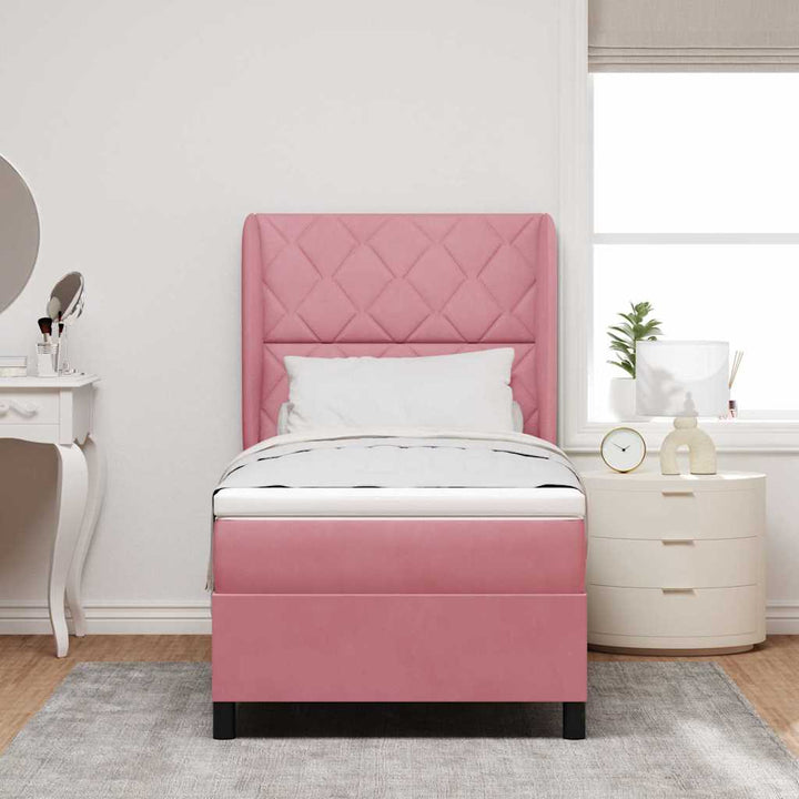 Box spring seng med hovedgærde Lyserød 200 x 100 cm Fløjl