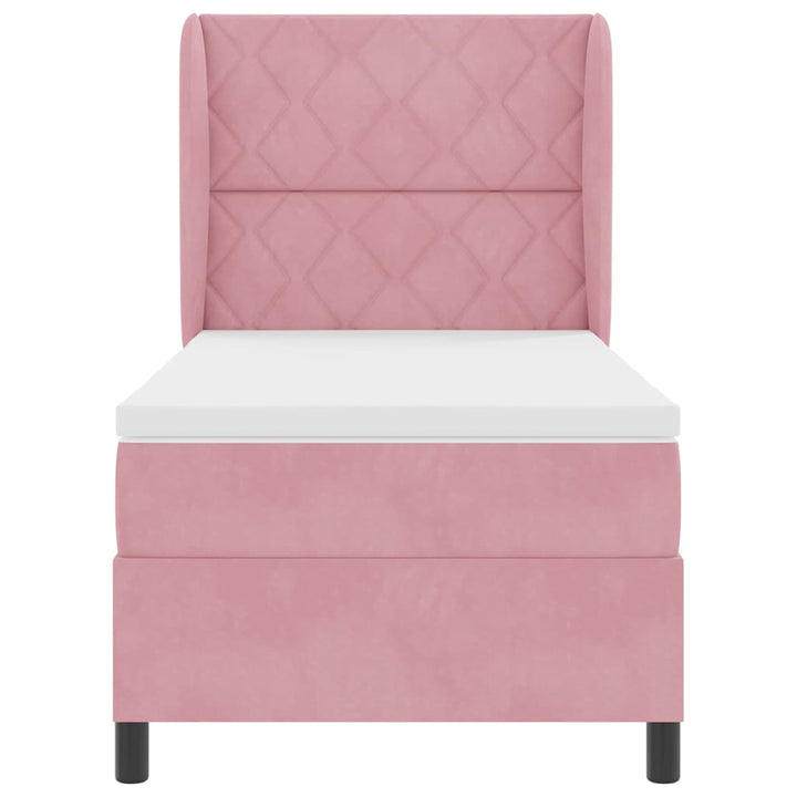 Box spring seng med hovedgærde Lyserød 200 x 100 cm Fløjl