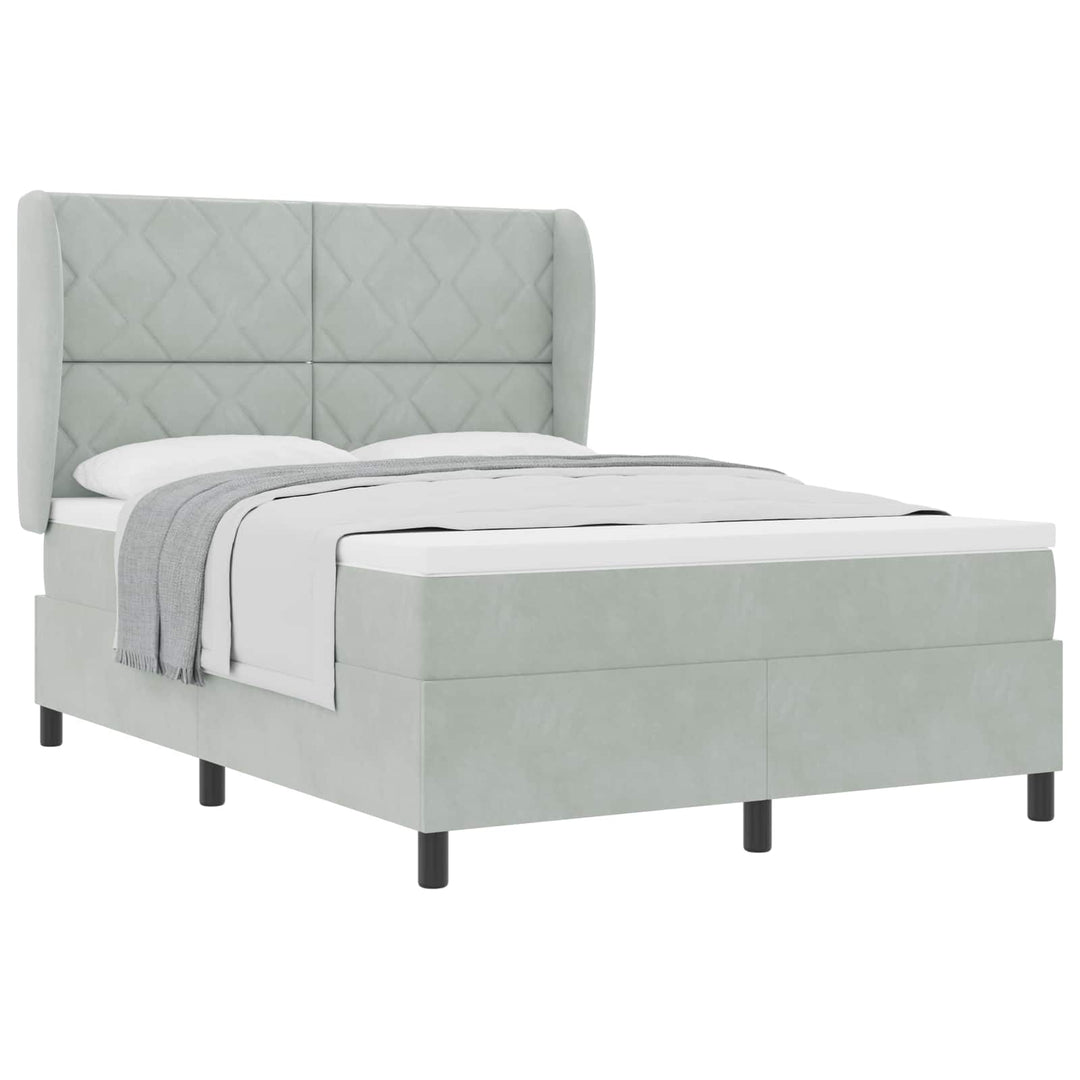 Box spring seng med madras Lysegrå 190 x 140 cm Fløjl