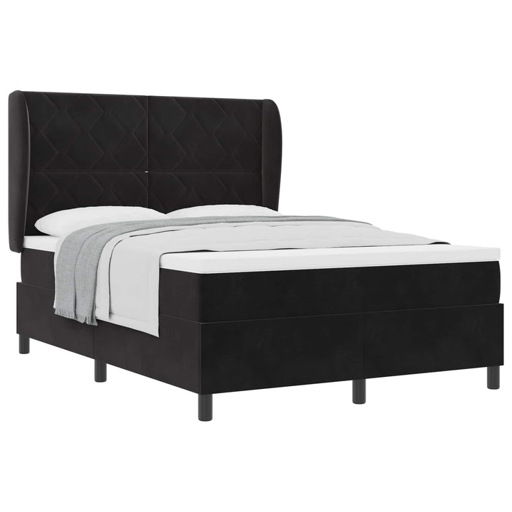 Box spring seng med madras Sort 190 x 140 cm Fløjl