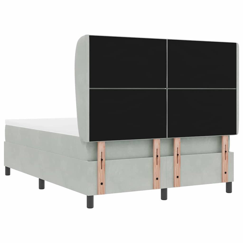 Box spring seng med madras Lysegrå 200 x 140 cm Fløjl