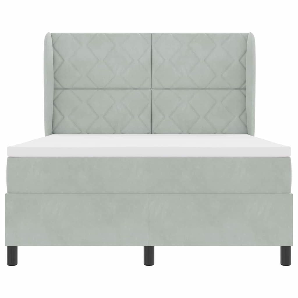 Box spring seng med madras Lysegrå 200 x 140 cm Fløjl