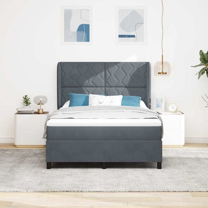 Box spring seng med hovedgærde Mørkegrå 200 x 140 cm Fløjl