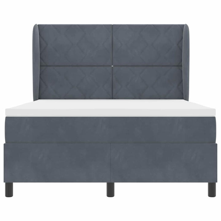 Box spring seng med hovedgærde Mørkegrå 200 x 140 cm Fløjl