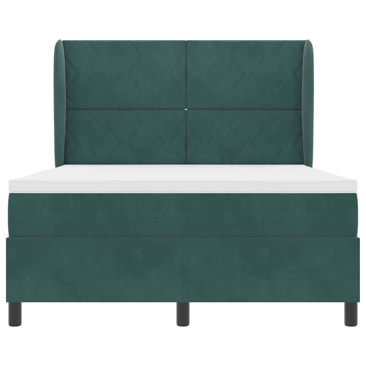 Box spring seng med hovedgærde Mørkegrøn 200 x 140 cm Fløjl