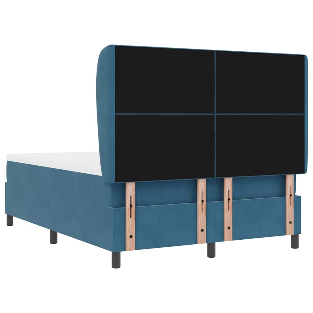 Box spring seng med hovedgærde Mørk blå 200 x 140 cm Fløjl