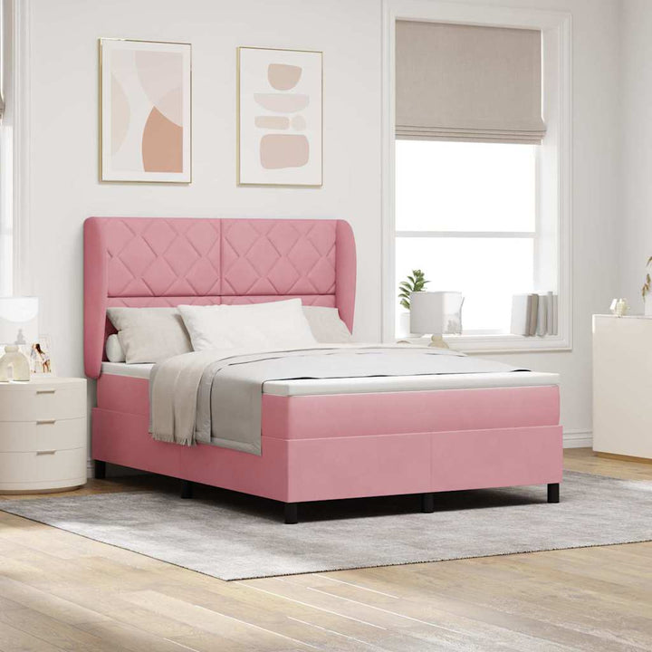 Box spring seng med hovedgærde Lyserød 200 x 140 cm Fløjl