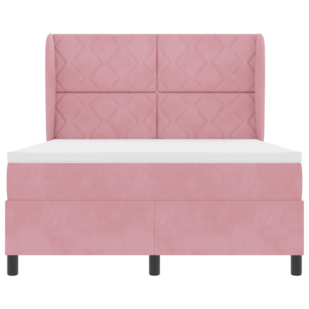 Box spring seng med hovedgærde Lyserød 200 x 140 cm Fløjl