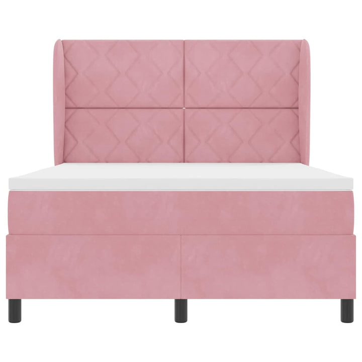Box spring seng med hovedgærde Lyserød 200 x 140 cm Fløjl