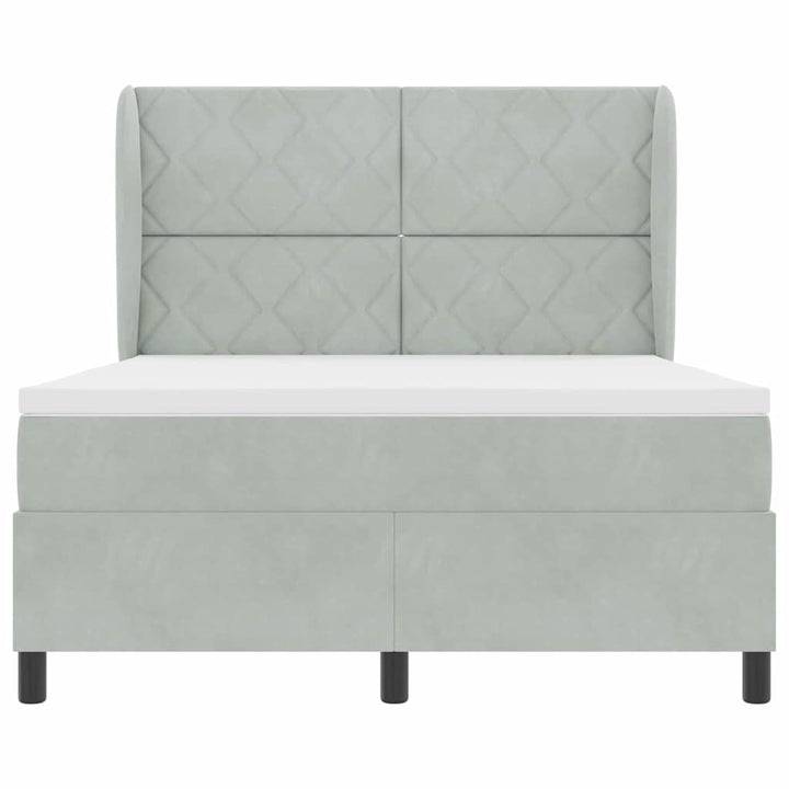 Box spring seng med hovedgærde Lysegrå 200 x 160 cm Fløjl