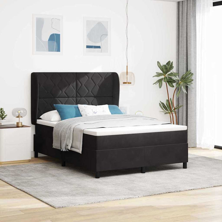 Box spring seng med hovedgærde Sort 200 x 160 cm Fløjl