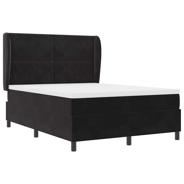 Box spring seng med hovedgærde Sort 200 x 160 cm Fløjl