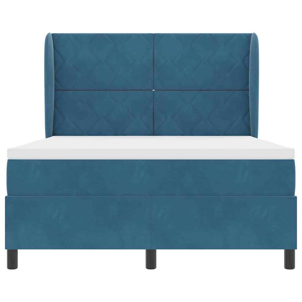 Box spring seng med hovedgærde Mørk blå 200 x 160 cm Fløjl