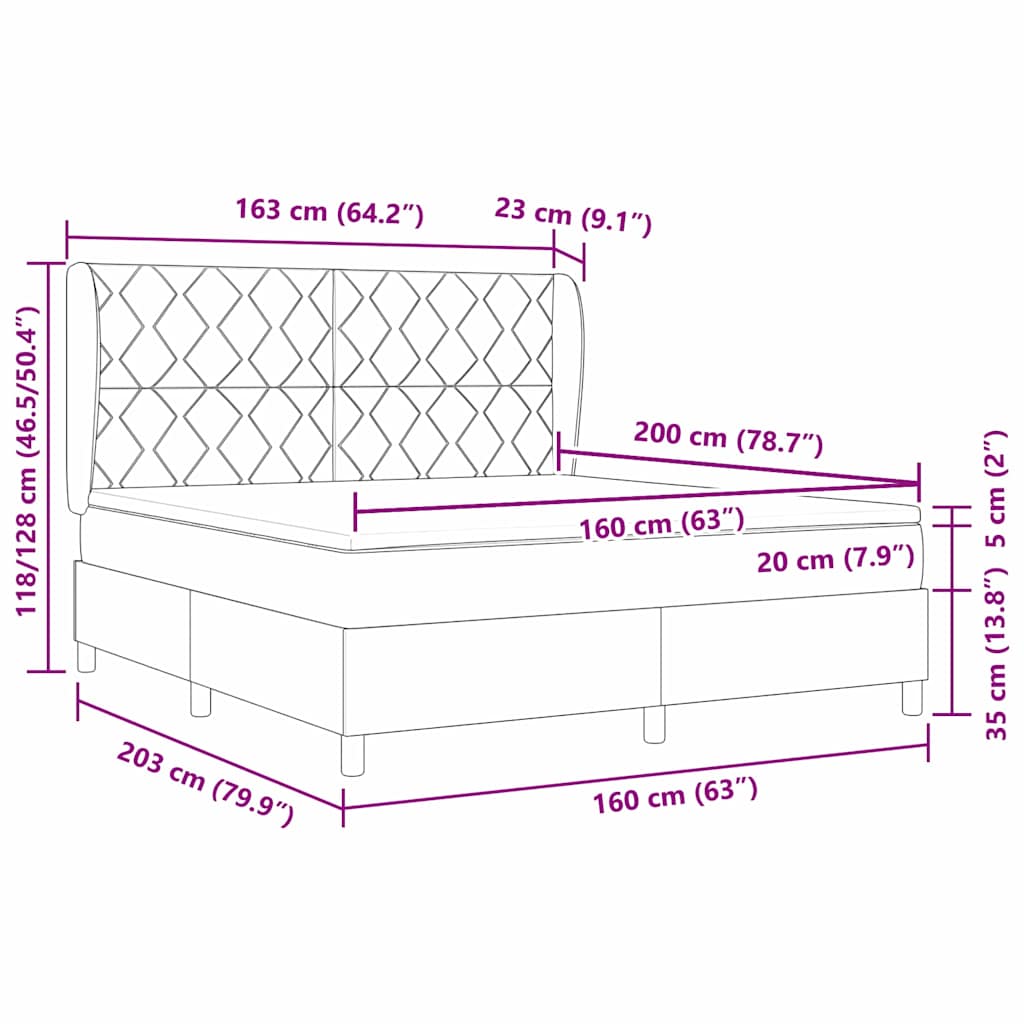 Box spring seng med hovedgærde Mørk blå 200 x 160 cm Fløjl