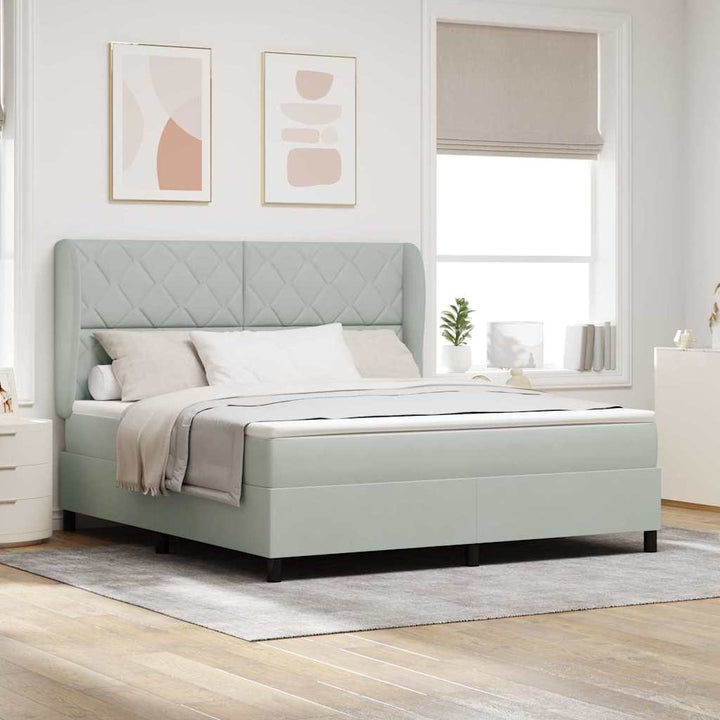 Box spring seng med madras Lysegrå 200 x 180 cm Fløjl