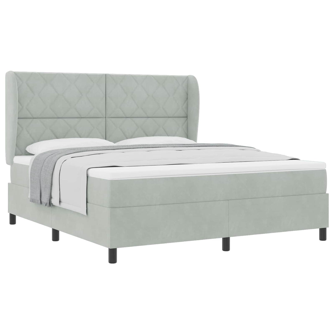 Box spring seng med madras Lysegrå 200 x 180 cm Fløjl