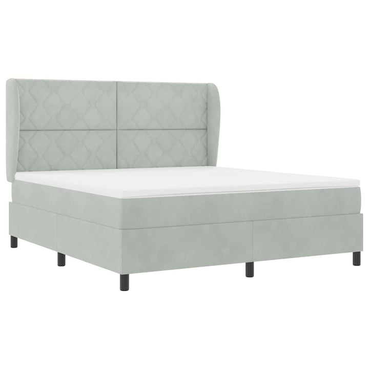 Box spring seng med madras Lysegrå 200 x 180 cm Fløjl