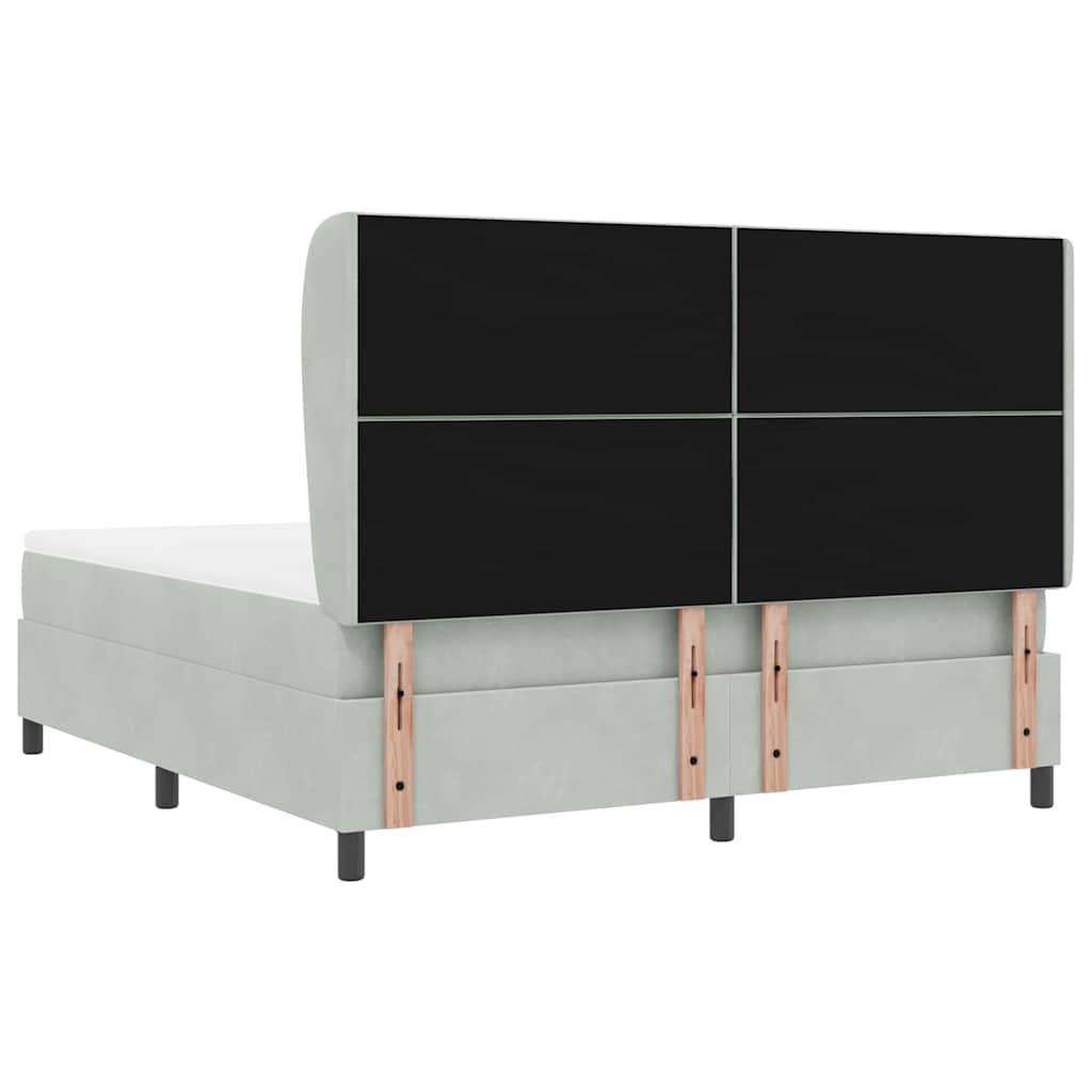 Box spring seng med madras Lysegrå 200 x 180 cm Fløjl