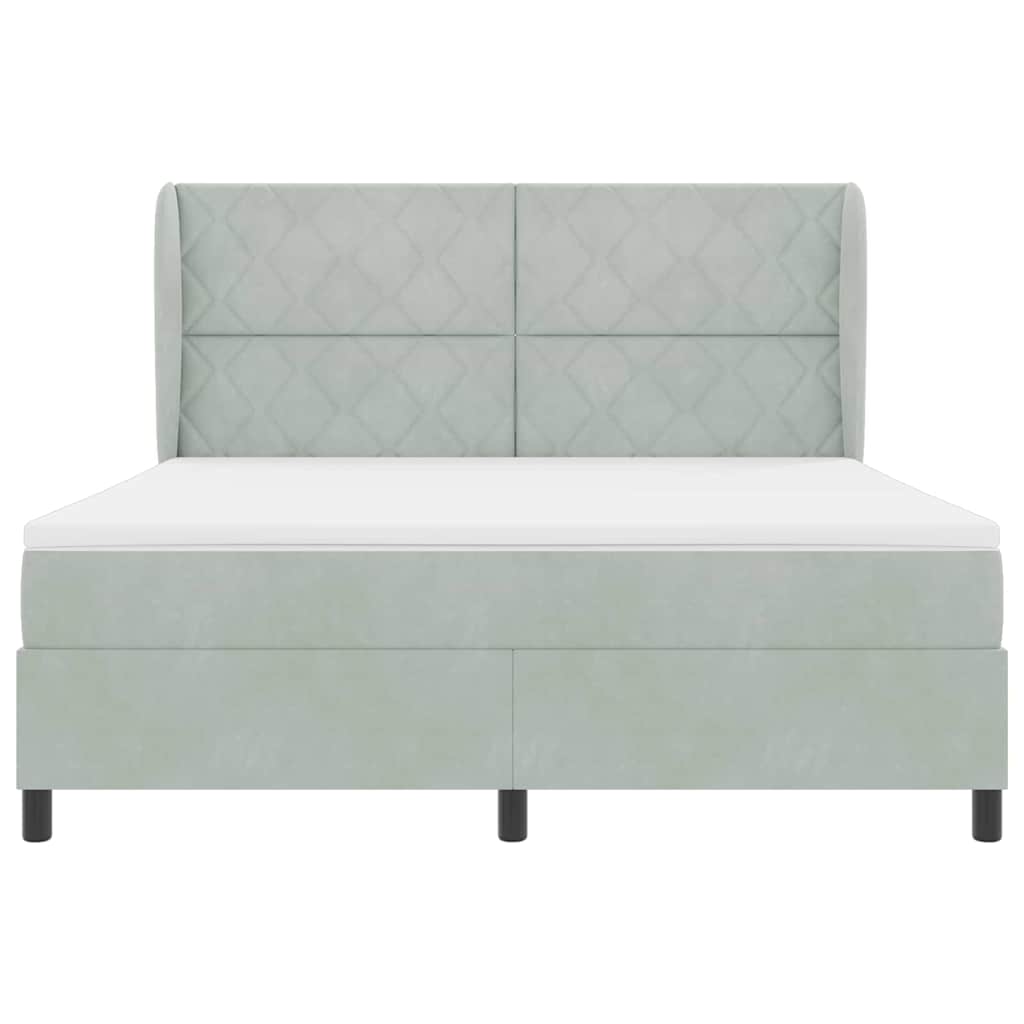 Box spring seng med madras Lysegrå 200 x 180 cm Fløjl