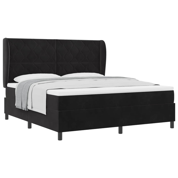 Box spring seng med hovedgærde Sort 200 x 180 cm Fløjl