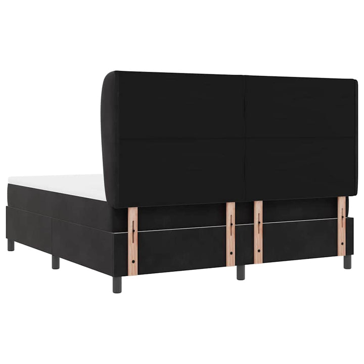 Box spring seng med hovedgærde Sort 200 x 180 cm Fløjl