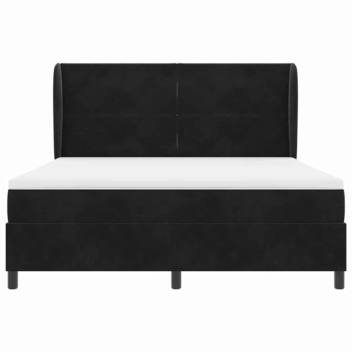 Box spring seng med hovedgærde Sort 200 x 180 cm Fløjl