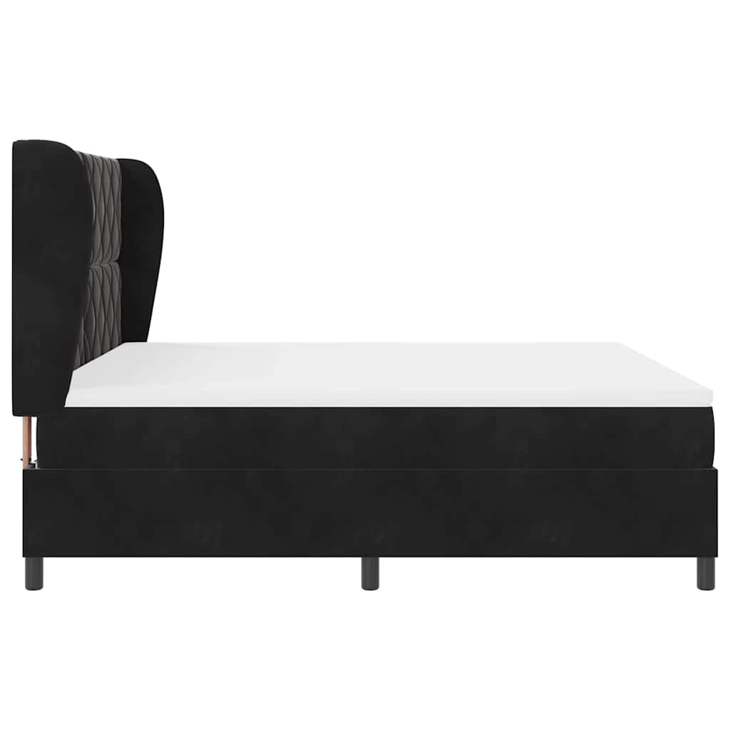 Box spring seng med hovedgærde Sort 200 x 180 cm Fløjl