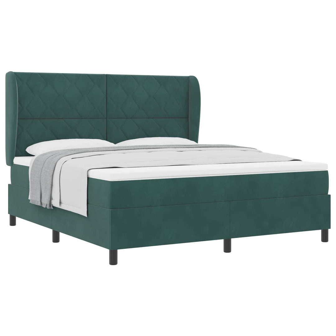 Box spring seng med hovedgærde Mørkegrøn 200 x 180 cm Fløjl