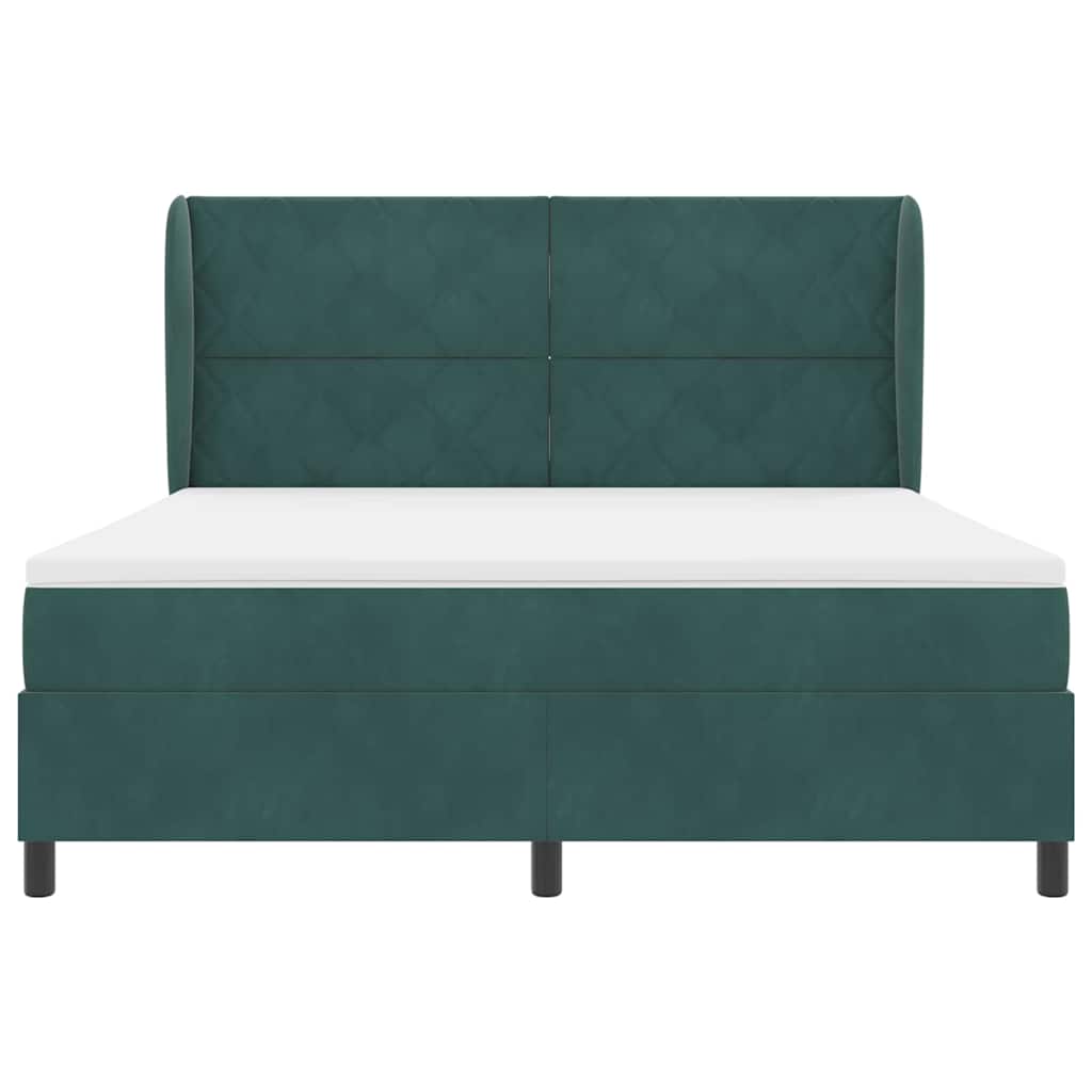 Box spring seng med hovedgærde Mørkegrøn 200 x 180 cm Fløjl