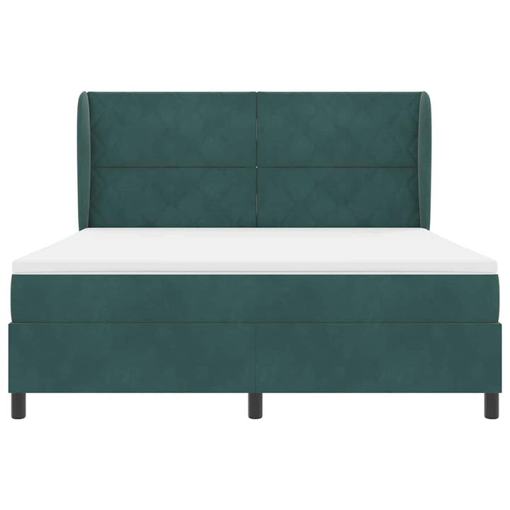 Box spring seng med hovedgærde Mørkegrøn 200 x 180 cm Fløjl