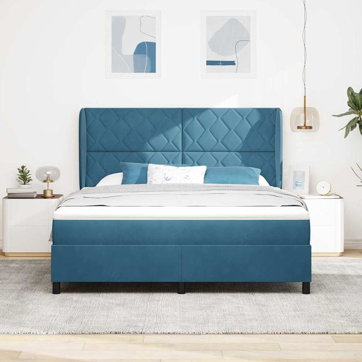 Box spring seng med madras Mørk blå 200 x 180 cm Fløjl