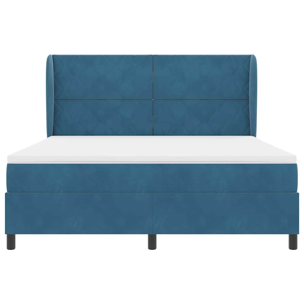 Box spring seng med madras Mørk blå 200 x 180 cm Fløjl
