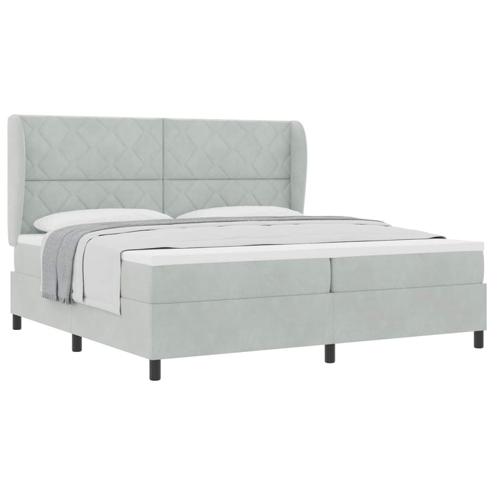 Box spring seng med hovedgærde Lysegrå 200 x 200 cm Fløjl