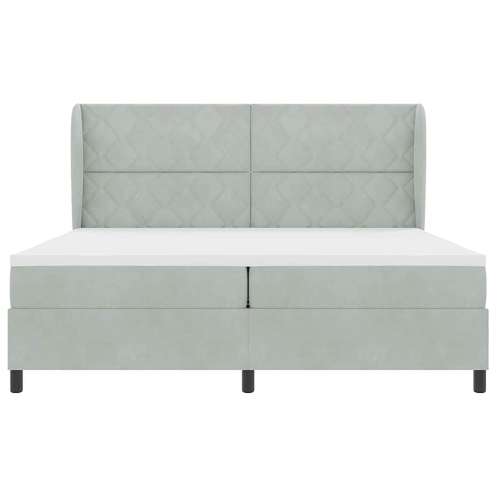 Box spring seng med hovedgærde Lysegrå 200 x 200 cm Fløjl