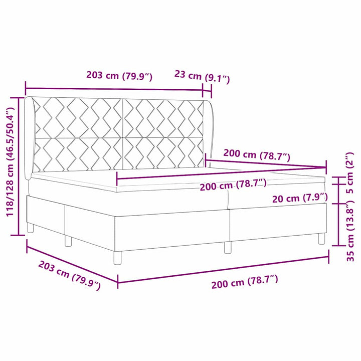 Box spring seng med hovedgærde Lysegrå 200 x 200 cm Fløjl