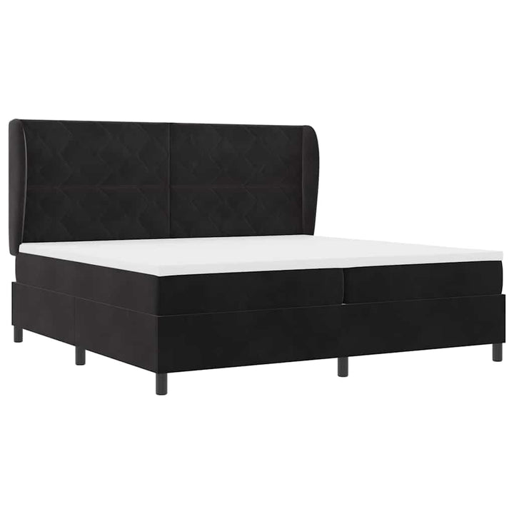 Box spring seng med hovedgærde Sort 200 x 200 cm Fløjl