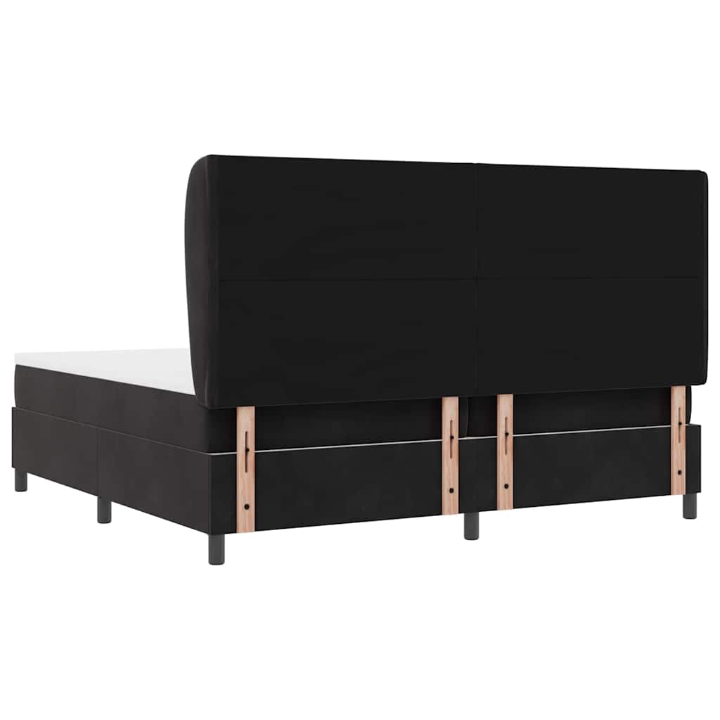 Box spring seng med hovedgærde Sort 200 x 200 cm Fløjl