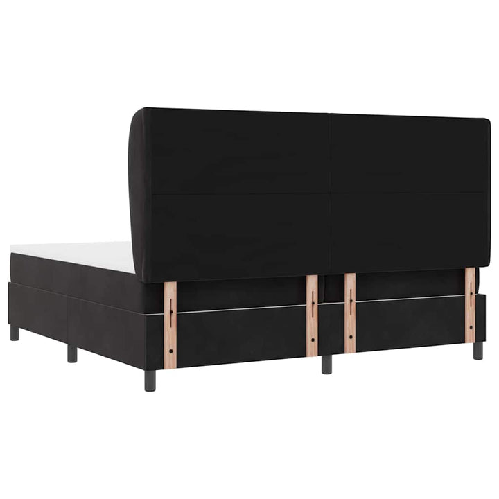Box spring seng med hovedgærde Sort 200 x 200 cm Fløjl