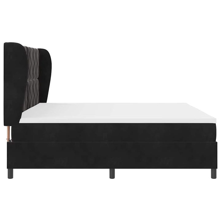 Box spring seng med hovedgærde Sort 200 x 200 cm Fløjl