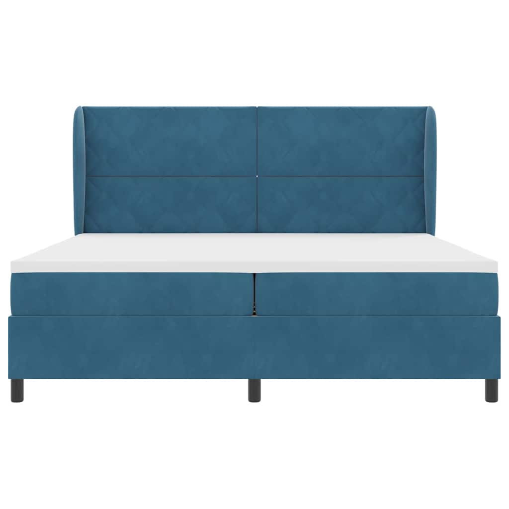 Box spring seng med madras Mørk blå 200 x 200 cm Fløjl